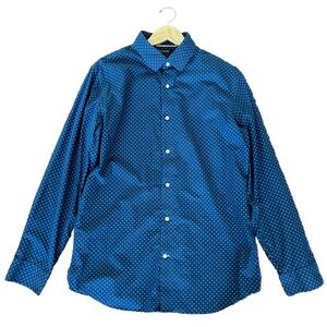 Banana Republic Men Button Down Shirt Blue Polka Dot non iron Size Large Perfect